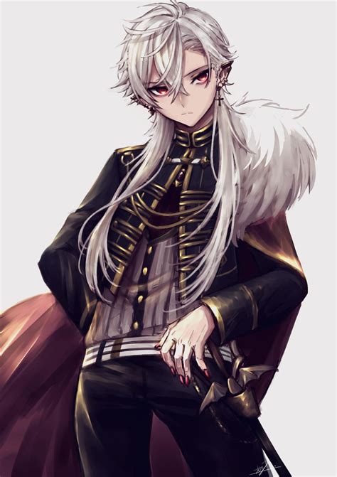 anime males with white hair|white hair anime male oc.